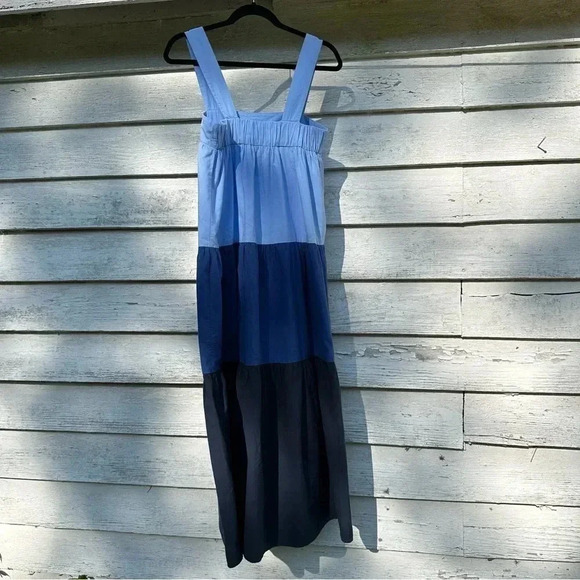 Zara maxi dress - light blue-navy color block bohemian hippie summer fall spring - Picture 2 of 11